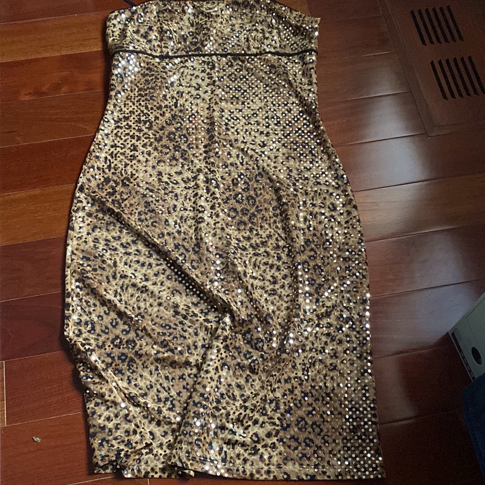 Gorgeous animal print party sequin dress S